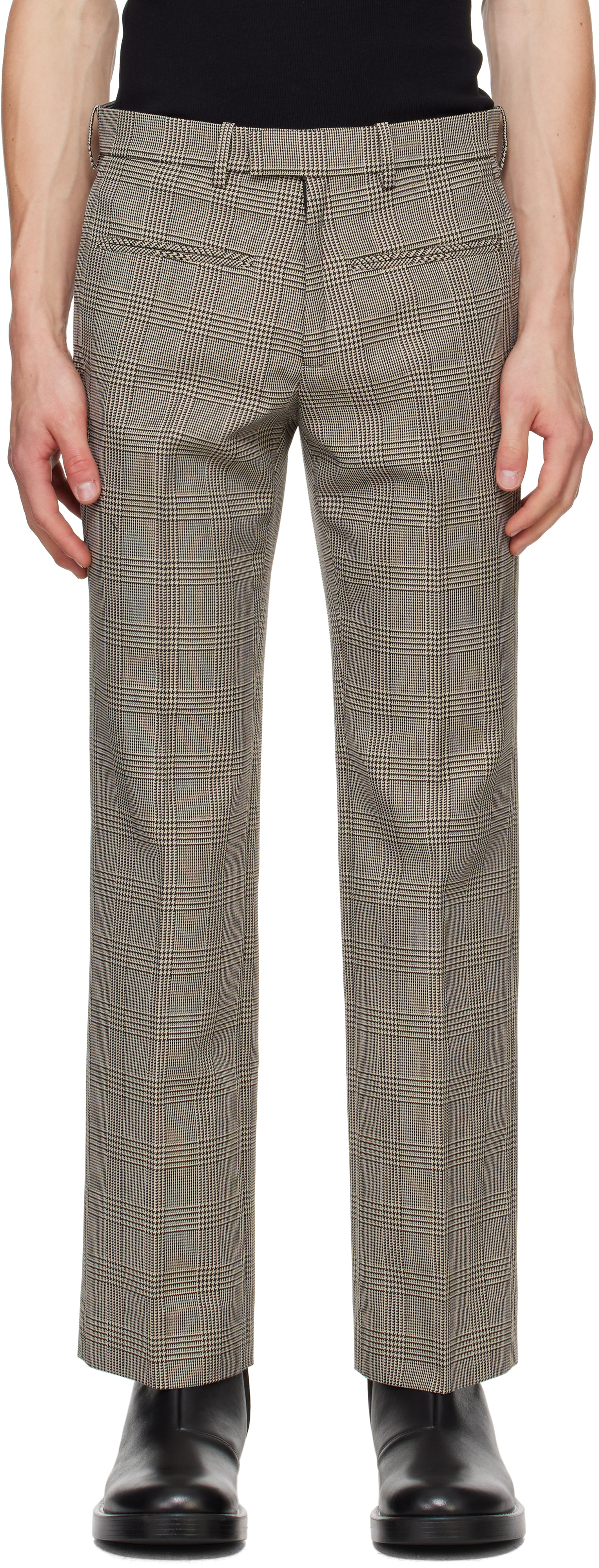 Shop Courrèges Brown Heritage Prince Of Wales Trousers In B107