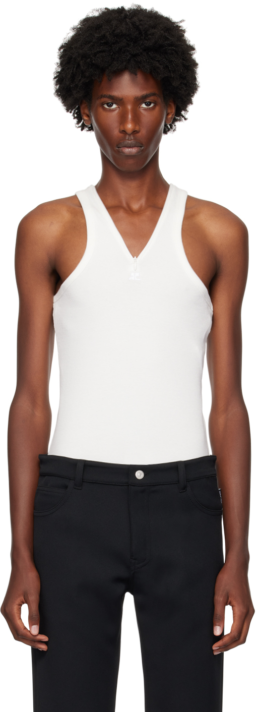 Courrèges White Zipped Tank Top In 0001