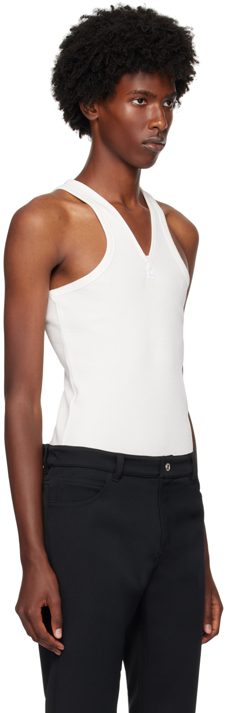 Courrèges White Zipped Tank Top In 0001