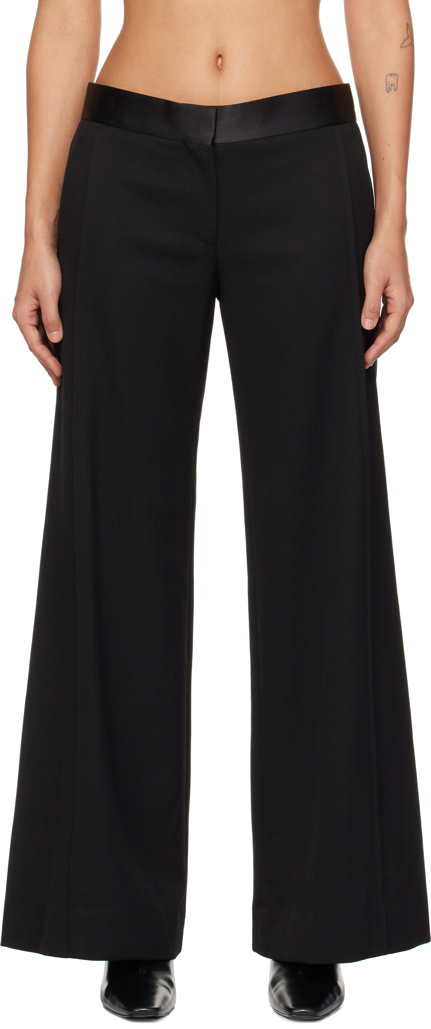 Shop Victoria Beckham Black Side Panel Trousers