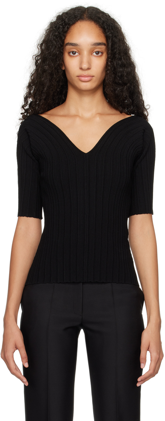 Shop Victoria Beckham Black Rib T-shirt