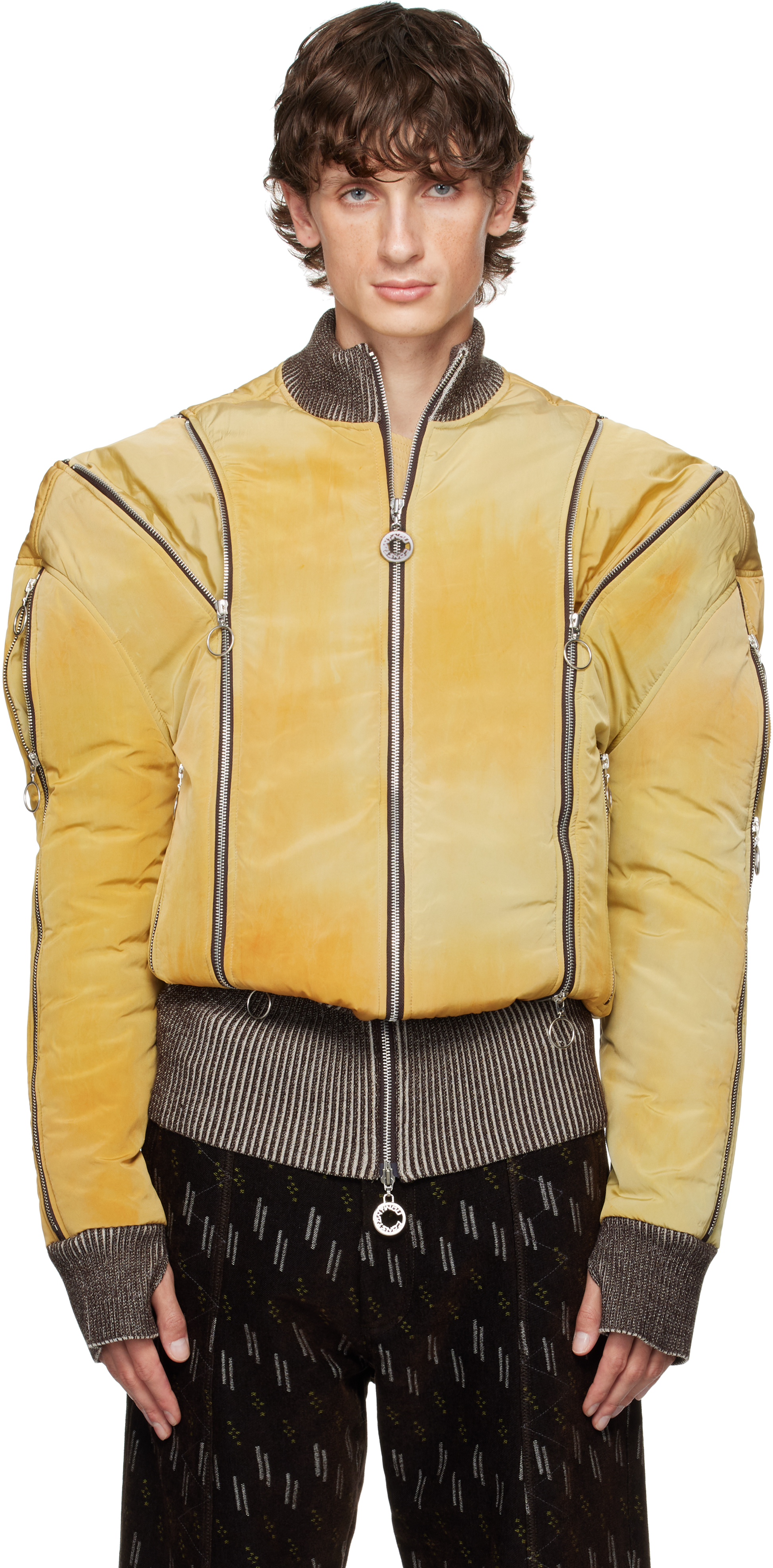 CHARLIE CONSTANTINOU YELLOW ADJUSTABLE FIT BOMBER JACKET 