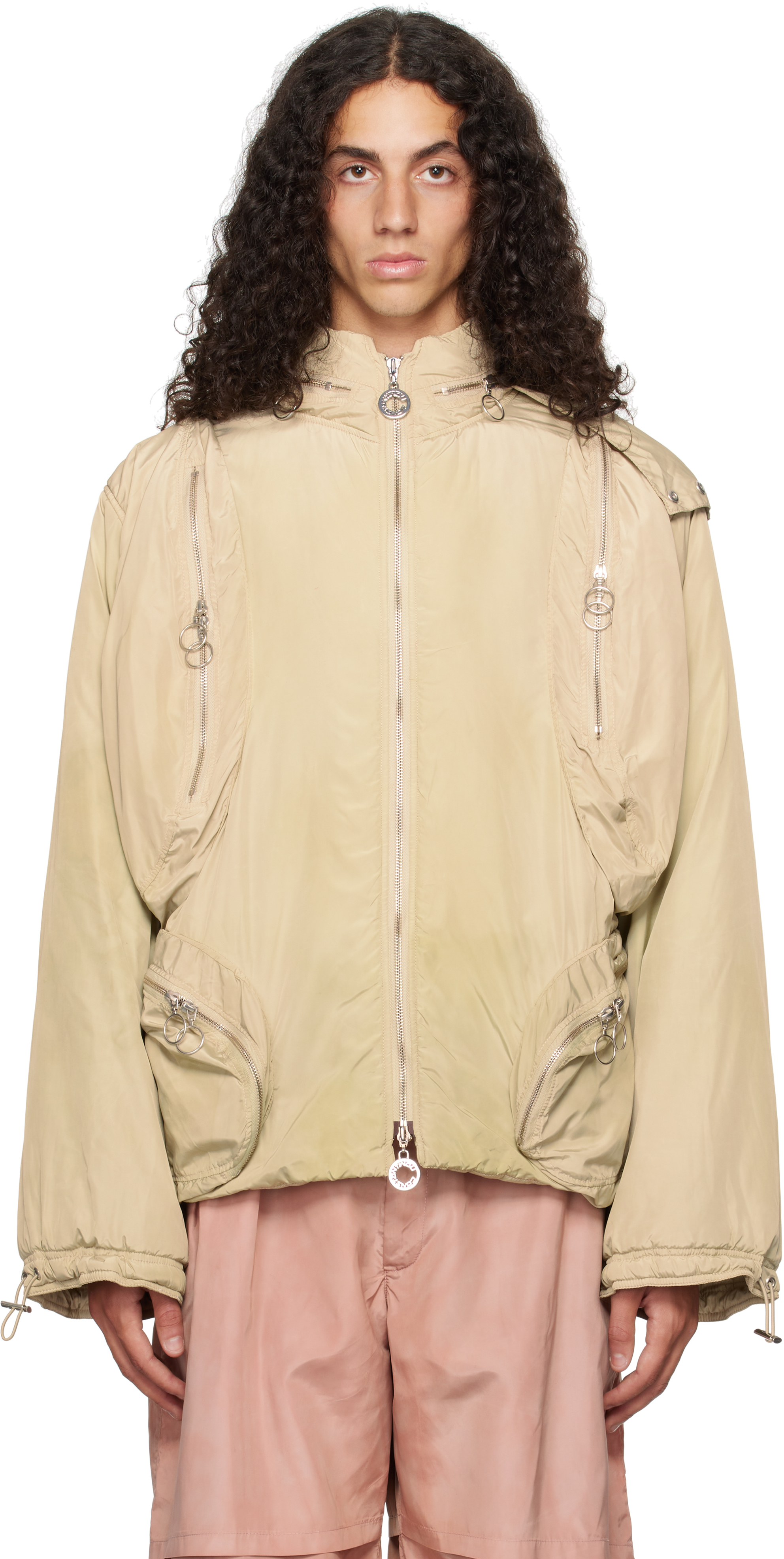 Beige Multi Pocket Padded Jacket