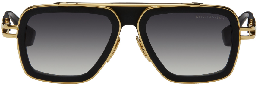 Shop Dita Black & Gold Lxn-evo Sunglasses In Matte Black - Gold