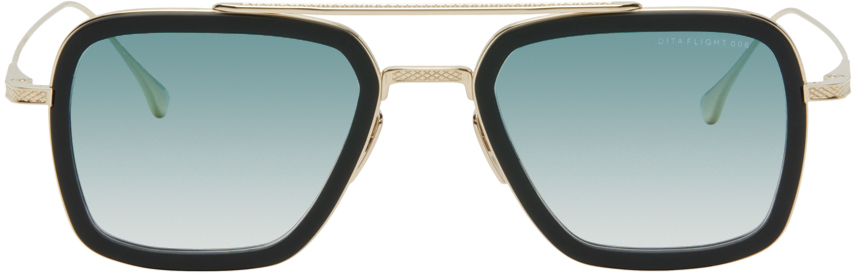 Shop Dita Ssense Exclusive Black & Gold Flight.006 Sunglasses In Matte Black/gold
