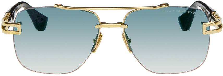Shop Dita Ssense Exclusive Gold Grand-evo One Sunglasses In Black/gold