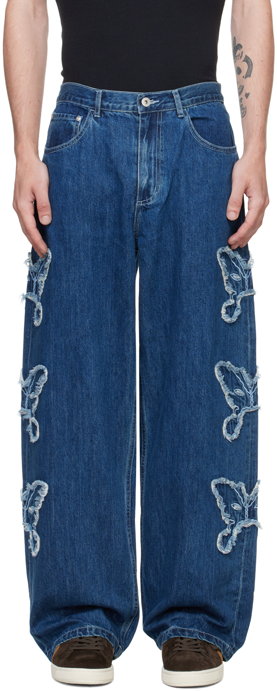 Shop Perks And Mini Blue Alto Butterfly Jeans In Mill Wash