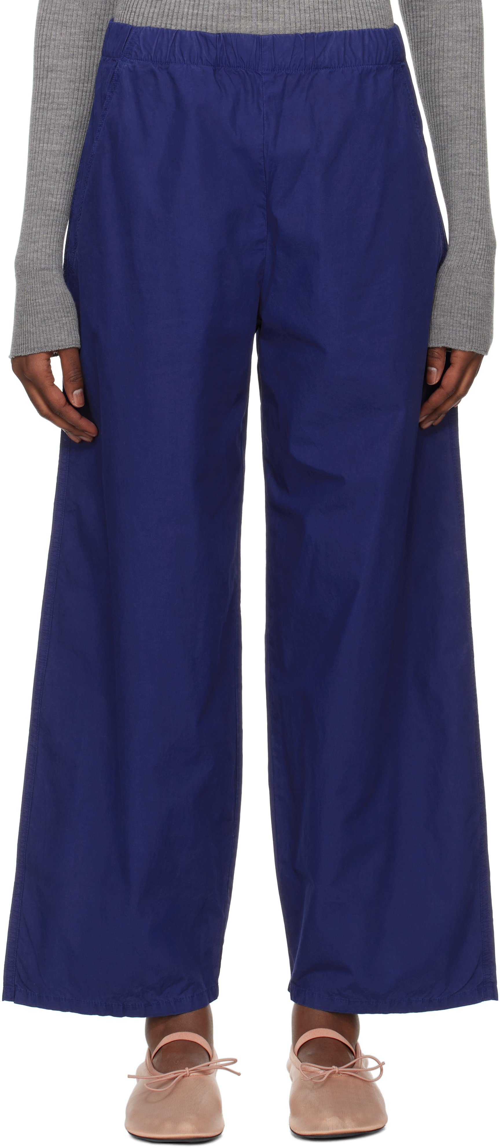 Navy Kyoto Wide Leg Trousers