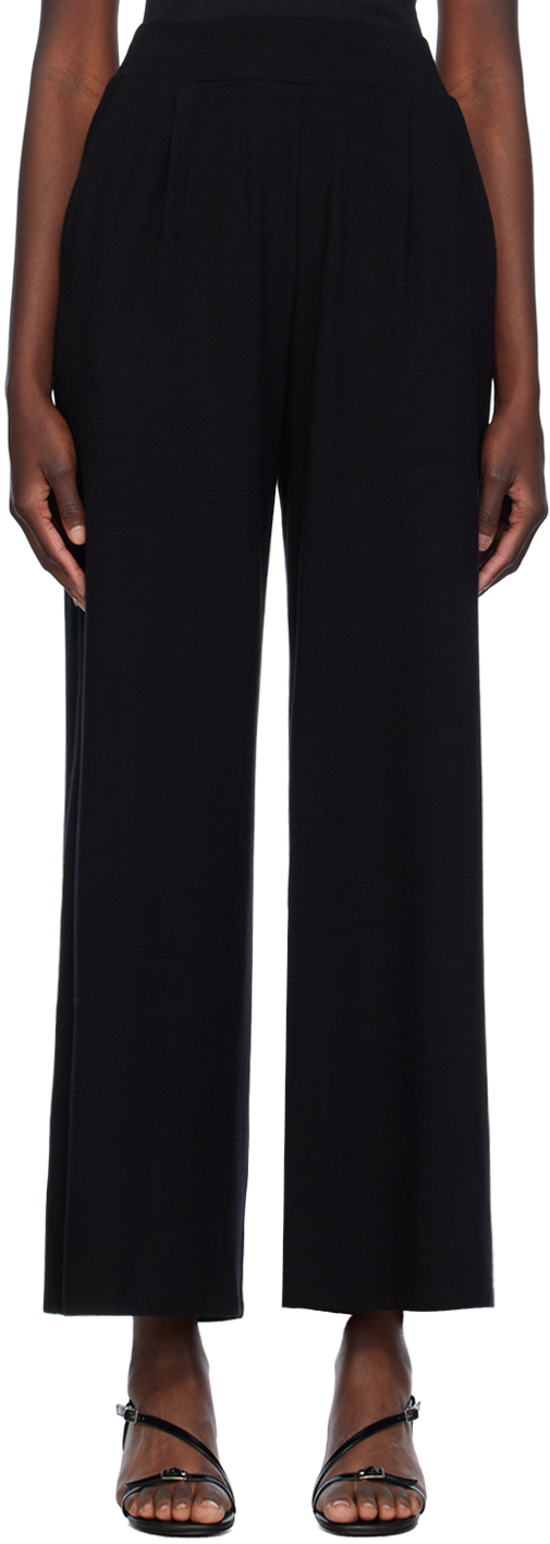 Black Lauren Pleated Pocket Trousers