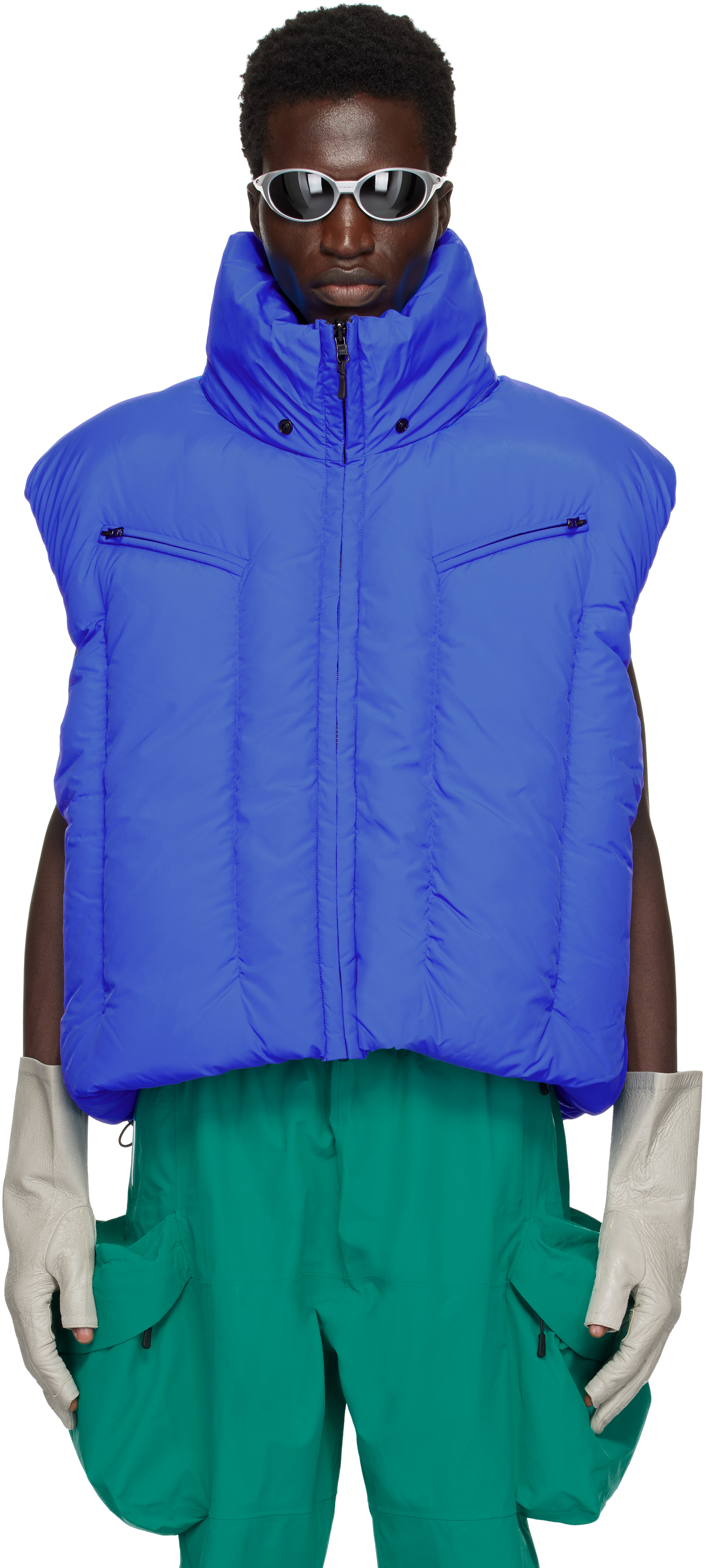 Blue Swollen Reversible Down Vest