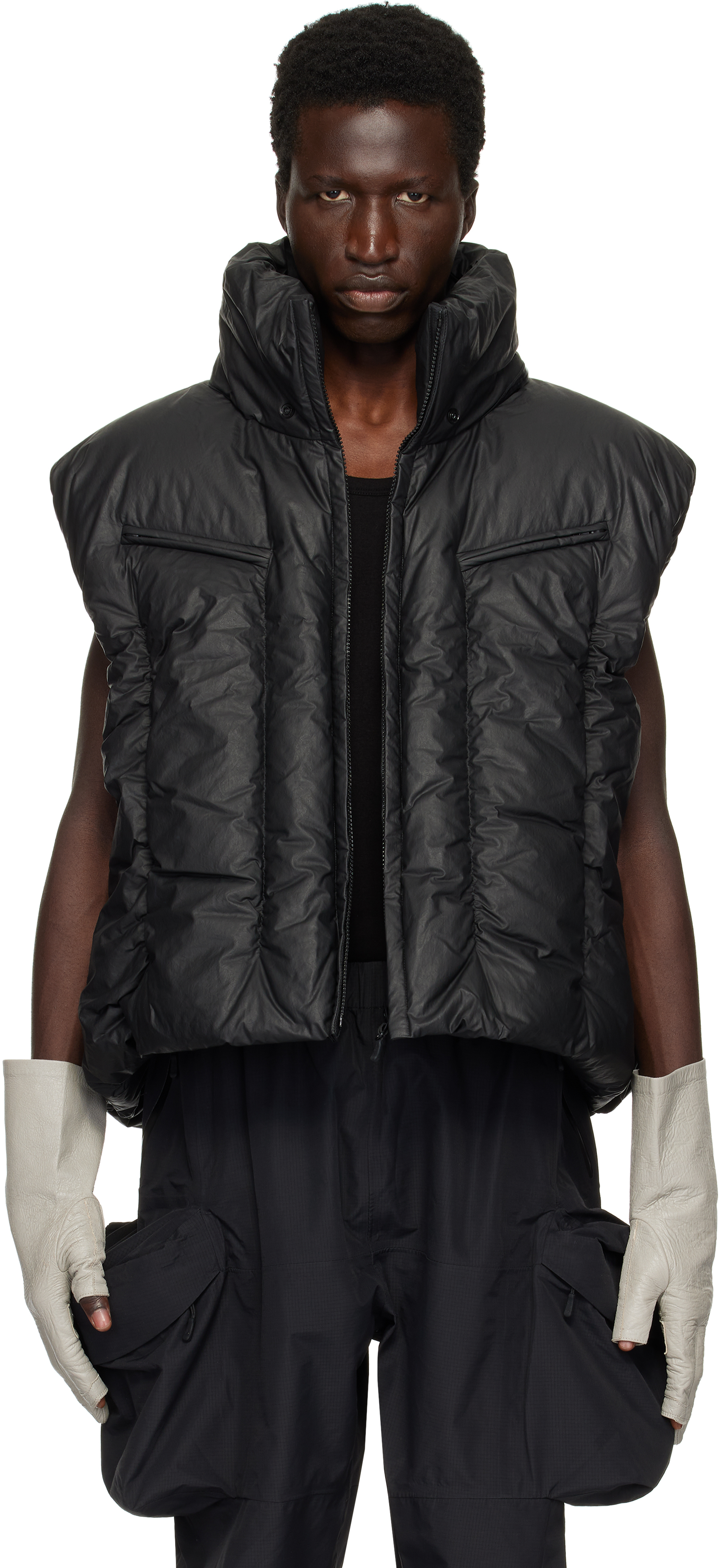 Black Swollen Reversible Down Vest