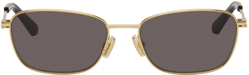 Bottega Veneta Gold Split Rectangular Sunglasses