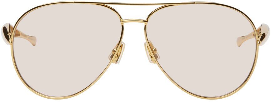 Shop Bottega Veneta Gold Sardine Aviator Sunglasses In 002 Gold