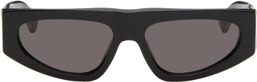 Shop Bottega Veneta Black Rectangular Sunglasses In 001 Black