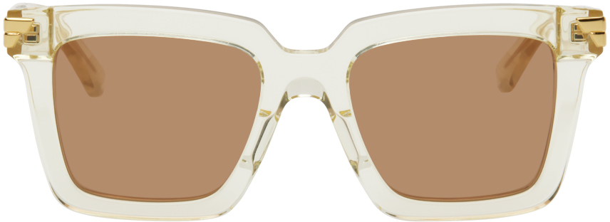 Bottega Veneta Beige Square Sunglasses In 005 Beige