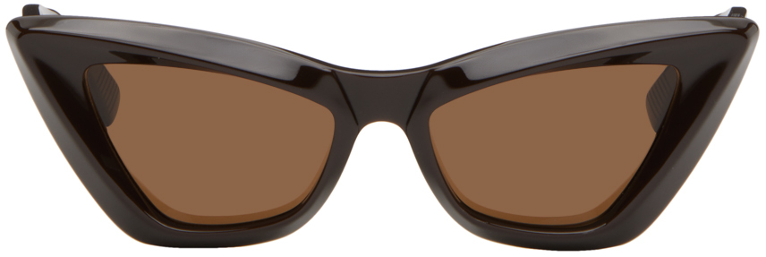 Bottega Veneta Brown Angle Pointed Cat-Eye Sunglasses