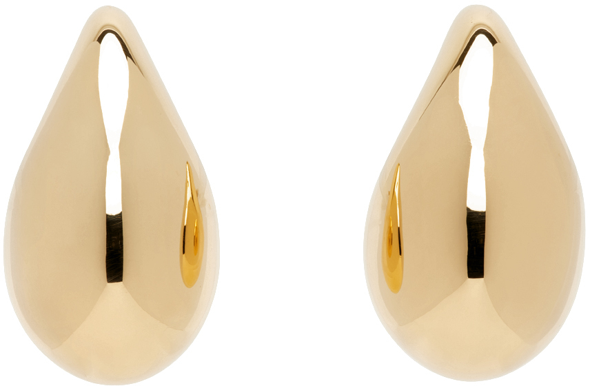 Bottega Veneta Gold Large Drop Earrings In 8120 Yellow Gold