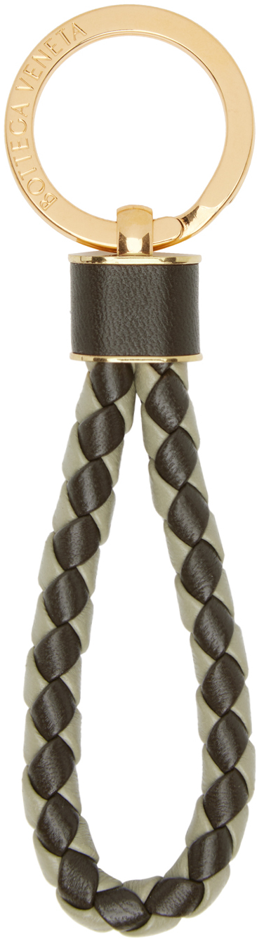 Bottega Veneta Weaving Key Chain In 3378 Kaki-travert/ka
