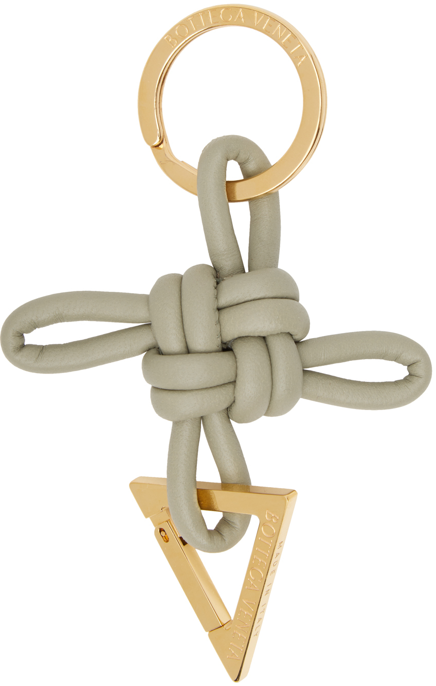 BOTTEGA VENETA KHAKI TRIANGLE KEYCHAIN