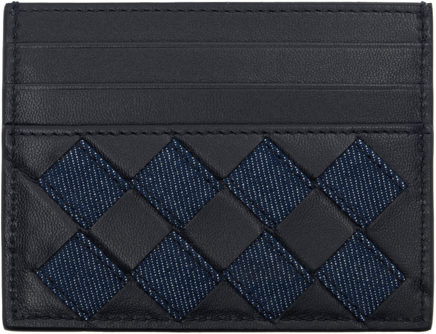 Navy & Indigo Intrecciato Credit Card Holder