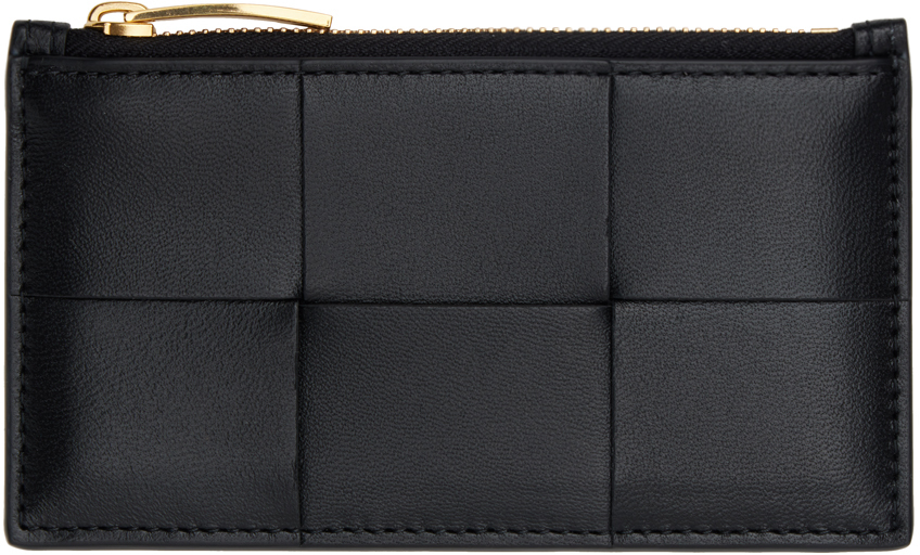 Shop Bottega Veneta ブラック Cassette ジップカードケース In 8425 Black-gold