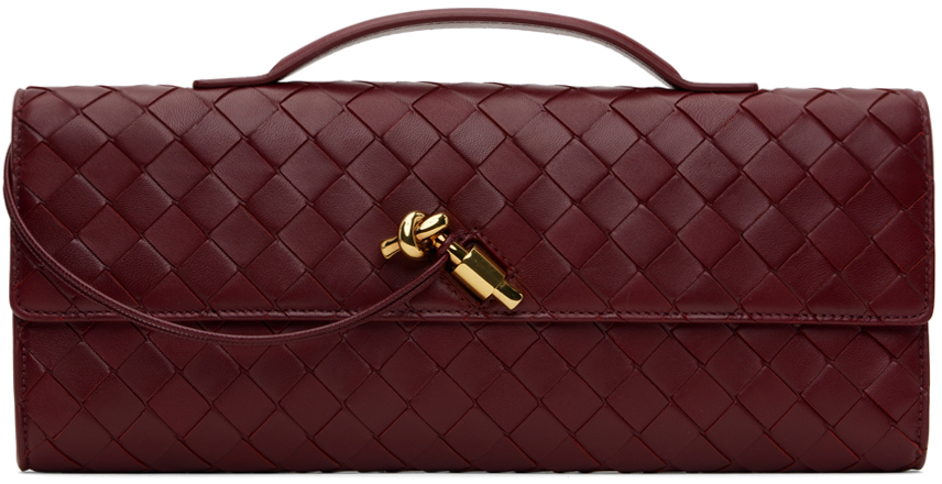 Bottega Veneta: Burgundy Long Clutch Andiamo Bag | SSENSE