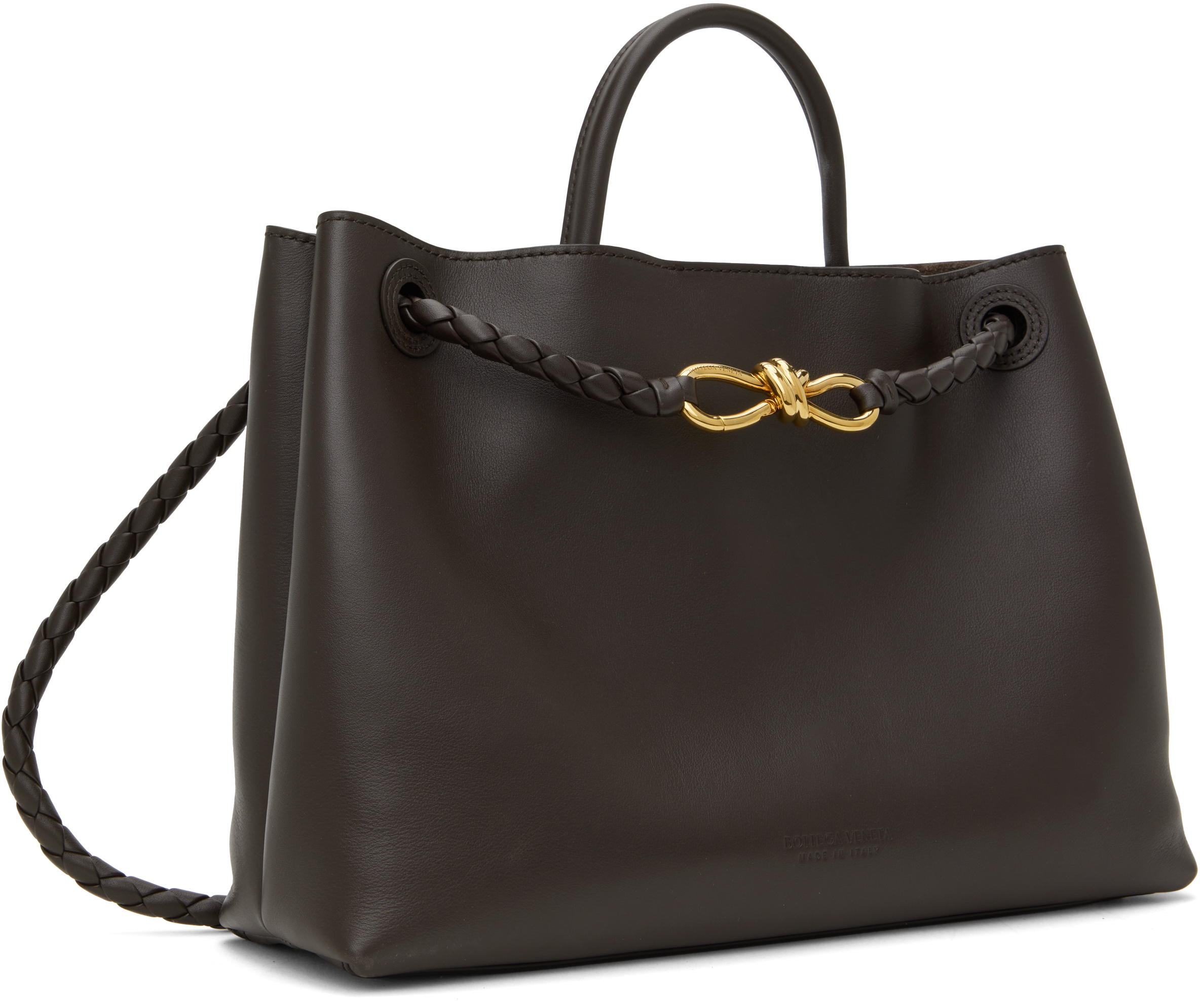 Bottega Veneta Medium Andiamo Top Handle Bag In 2190 Fondant-m Brass