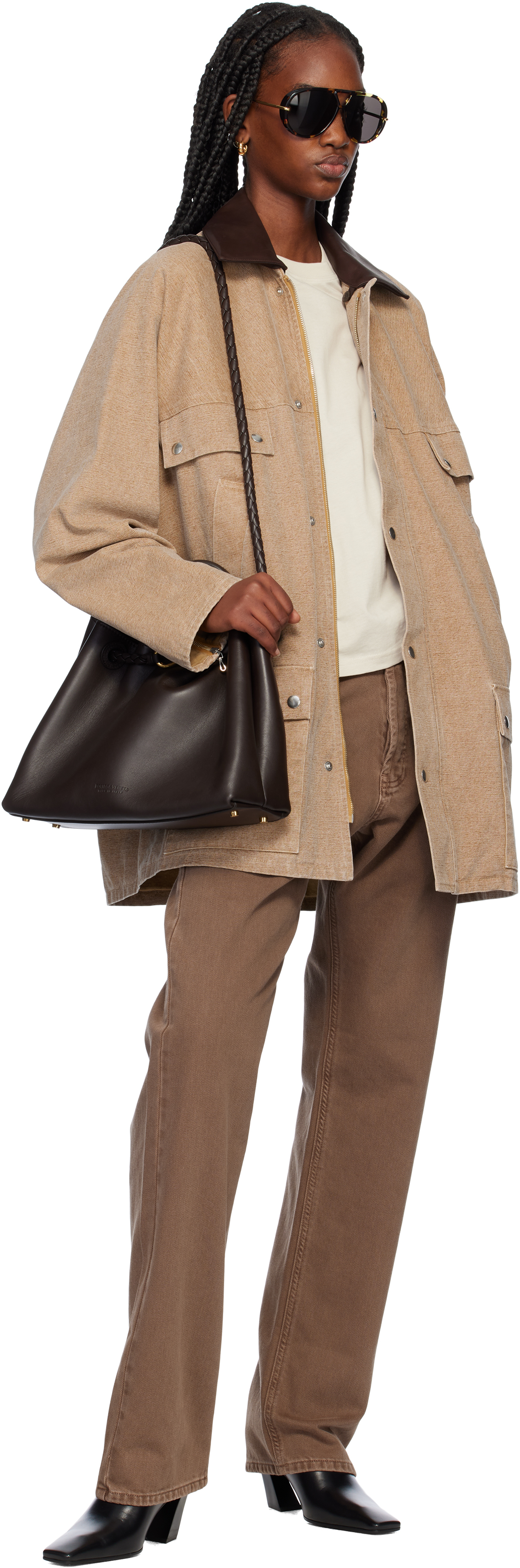 Bottega Veneta Medium Andiamo Top Handle Bag In 2190 Fondant-m Brass
