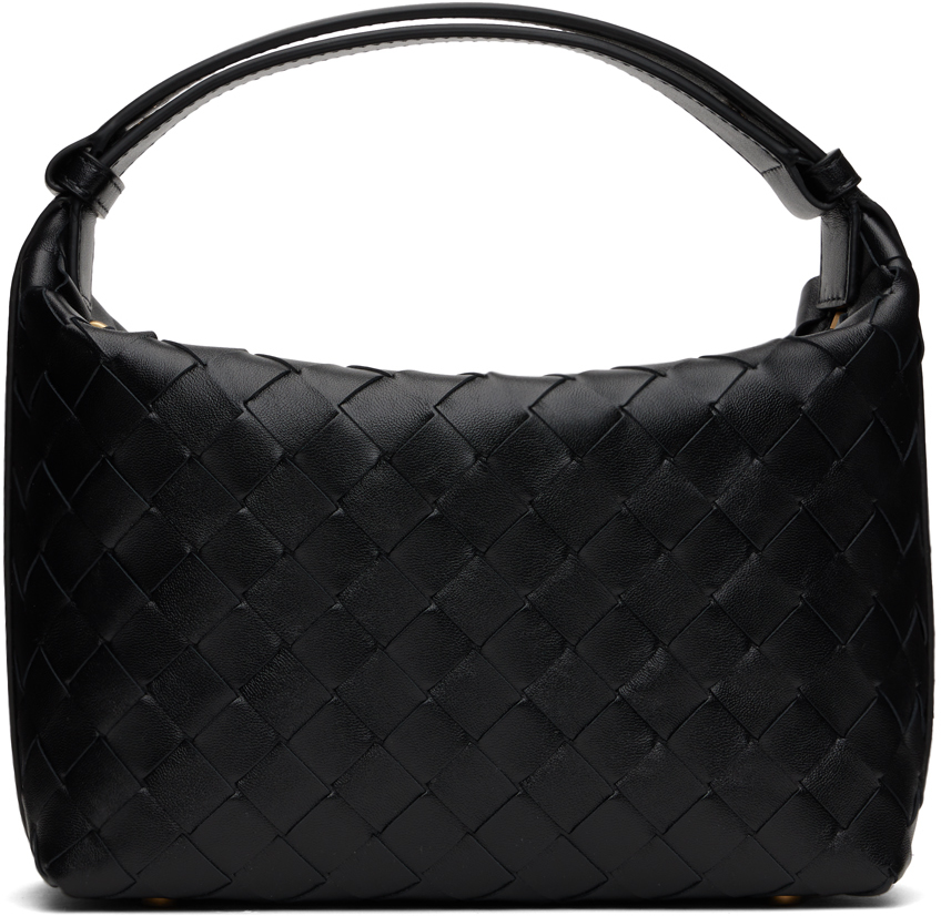 Shop Bottega Veneta Black Mini Wallace Bag In 8425 Black Gold