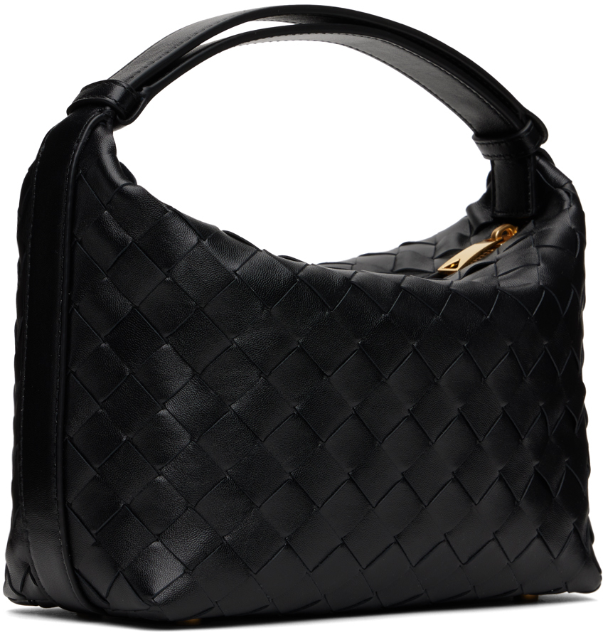 Bottega Veneta Black Mini Wallace Bag In 8425 Black Gold