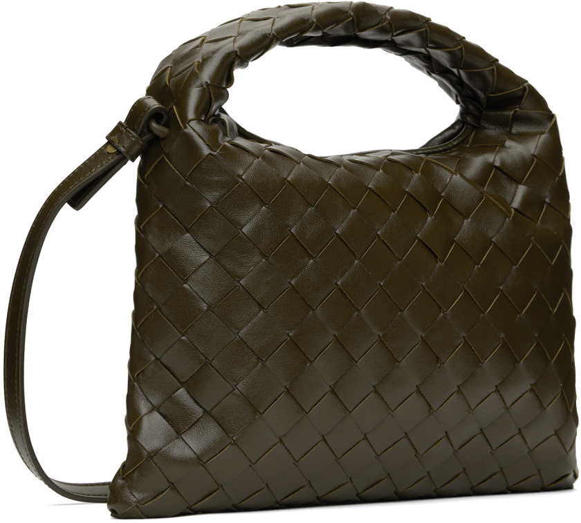 Bottega Veneta Khaki Mini Hop Bag In 3391 Kaki-mbras-kaki