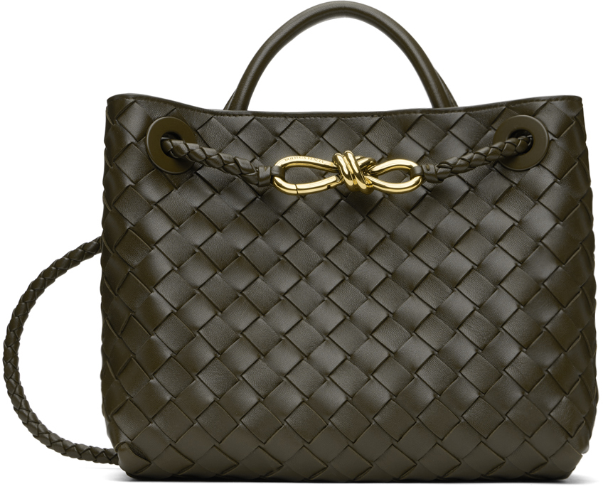 Shop Bottega Veneta Khaki Small Andiamo Bag In 3391 Kaki-mbras-kaki