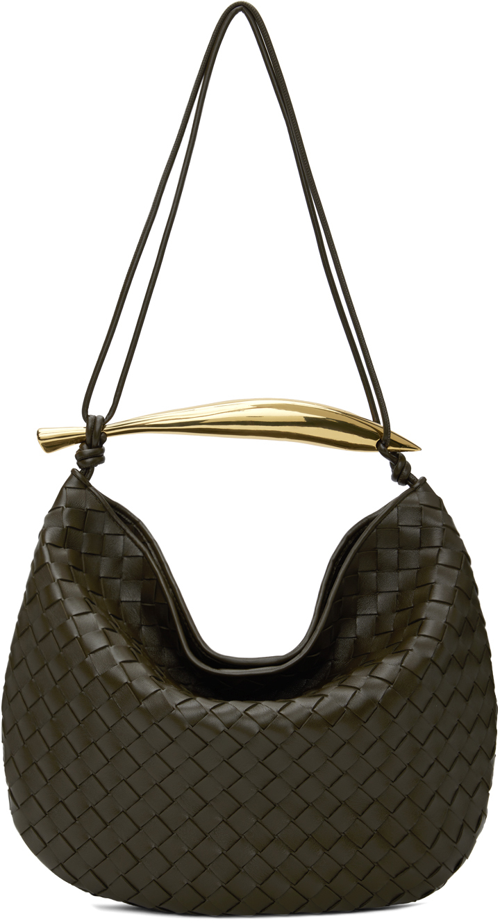 Bottega Veneta Khaki Medium Sardine Bag In 3387 Kaki-m Brass
