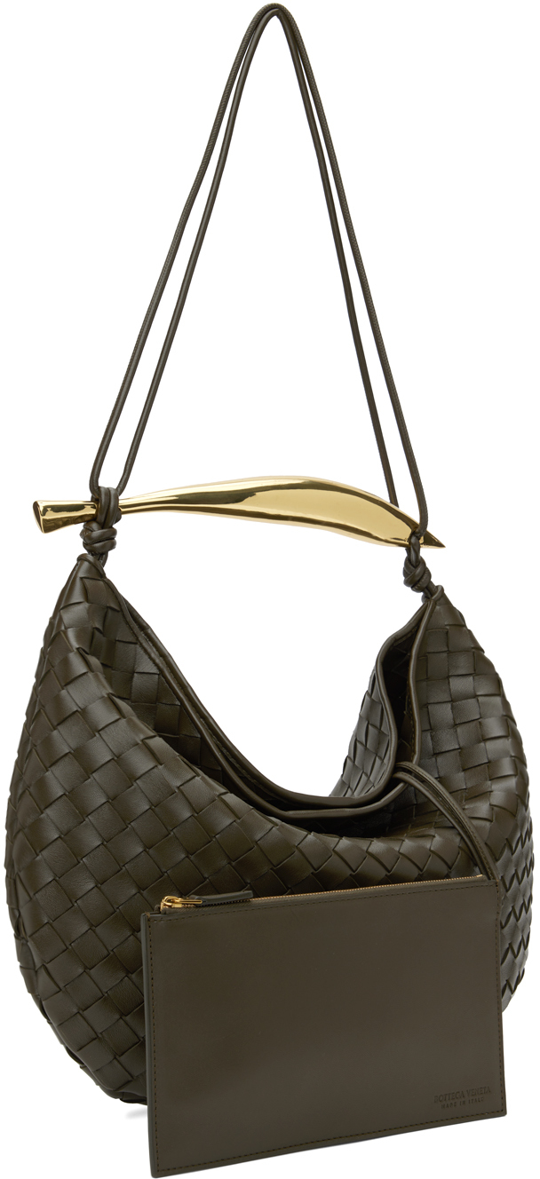 Bottega Veneta Khaki Medium Sardine Bag In 3387 Kaki-m Brass