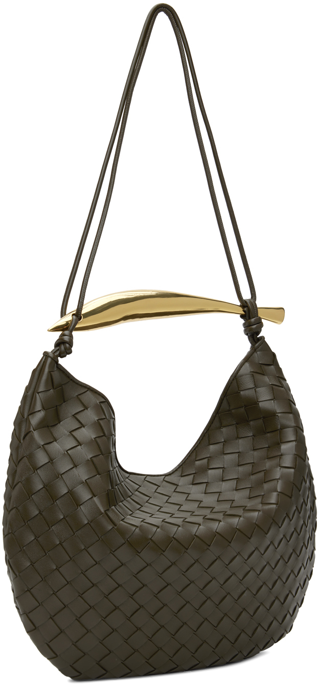 Bottega Veneta Khaki Medium Sardine Bag In 3387 Kaki-m Brass