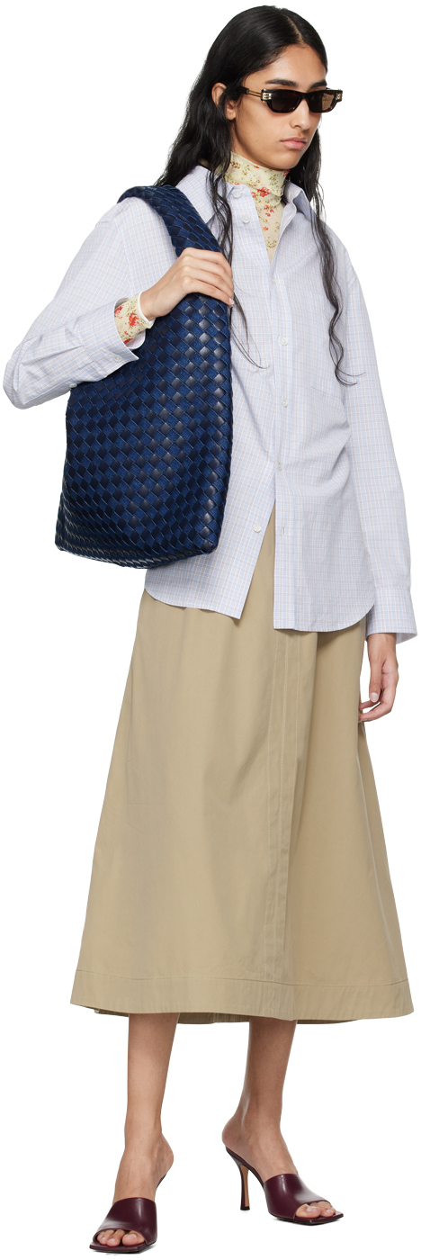 Bottega Veneta Navy Large Hop Bag In 4156 Aby-indig/ab-mb