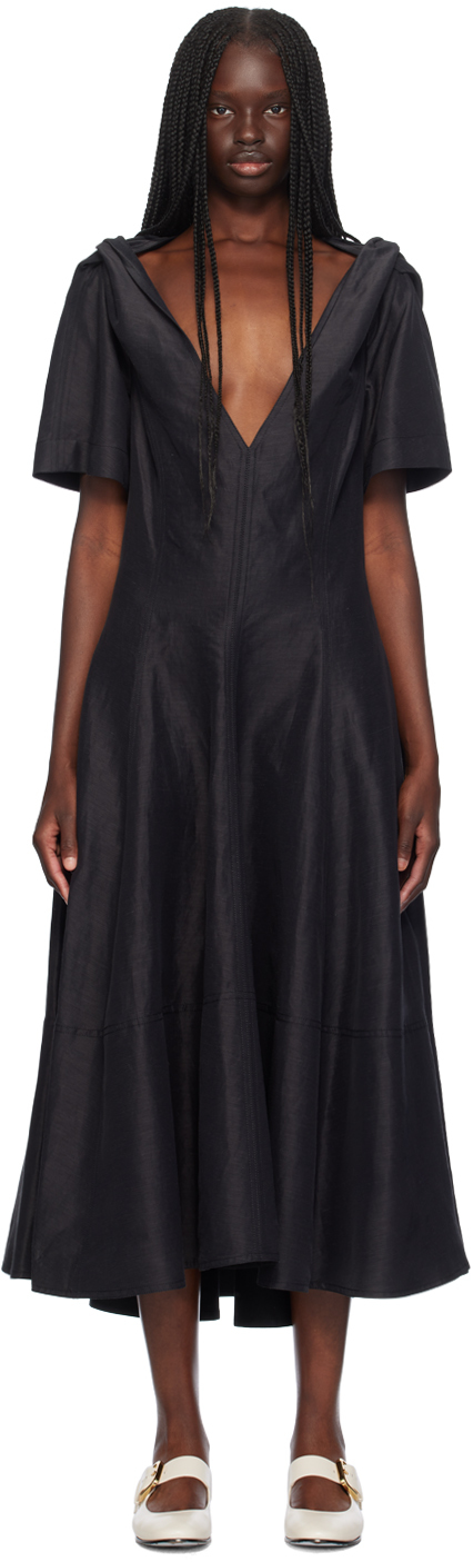 Black Fluid Midi Dress