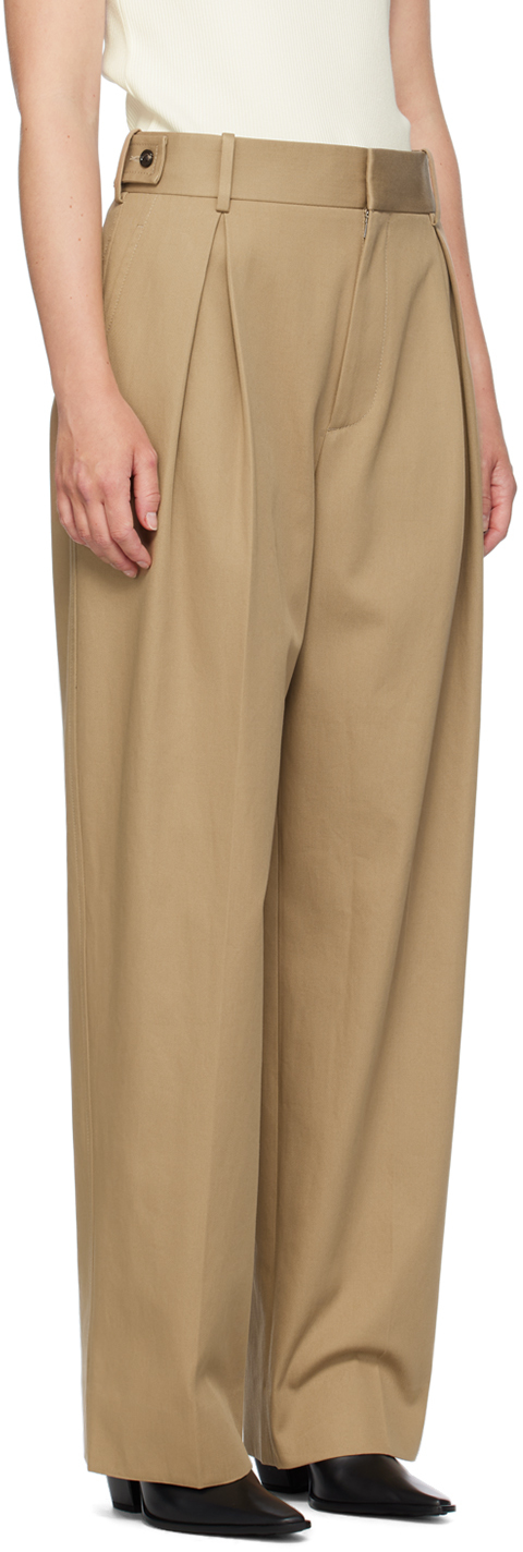 Bottega Veneta Tan Tapered Trousers In 9281 Desert Taupe