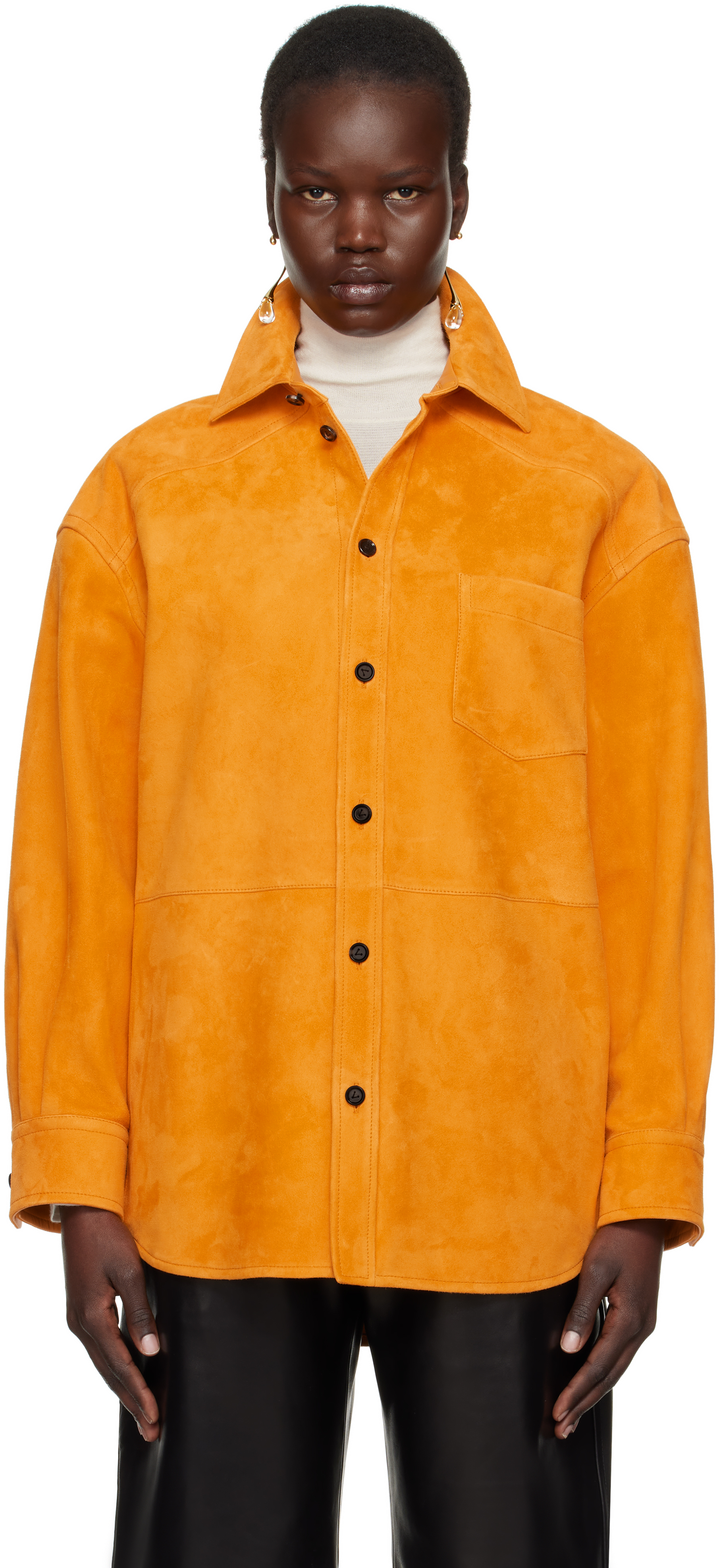 Orange Suede Leather shirt