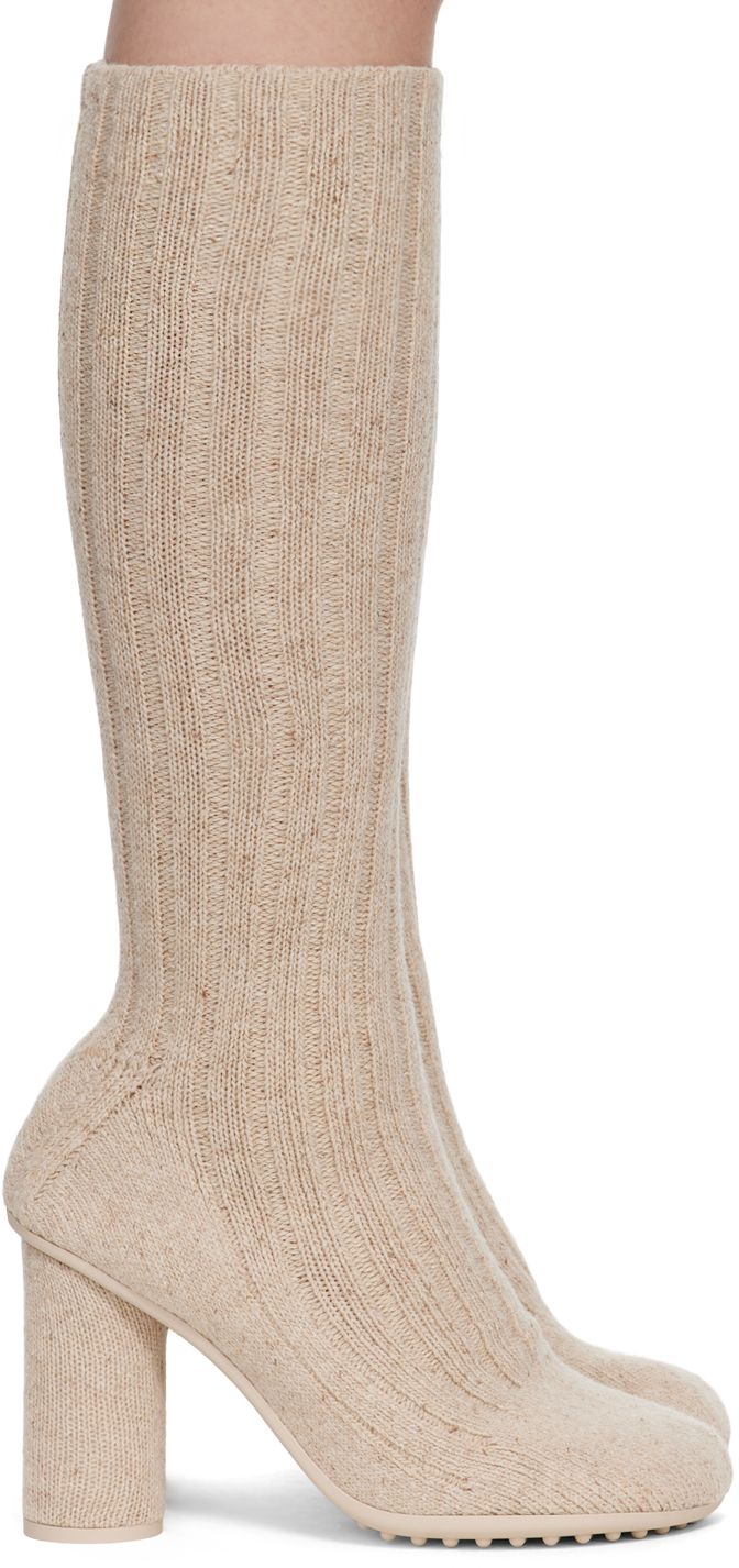 Bottes Stradivarius Beiges à Talon - Pointure 38 - Faux Cuir - Occasion Enfiler