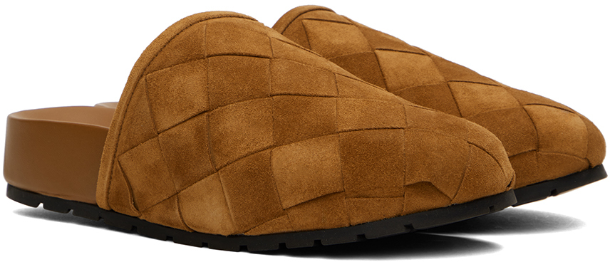 Bottega Veneta Tan Reggie Mules In 7665 Caramel