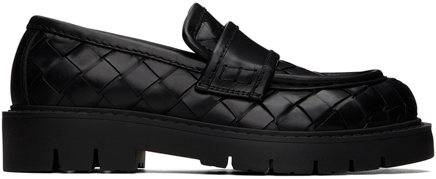 Shop Bottega Veneta Black Haddock Loafers In 1000 Black