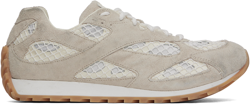 Bottega Veneta: White & Gray Orbit Sneakers | SSENSE