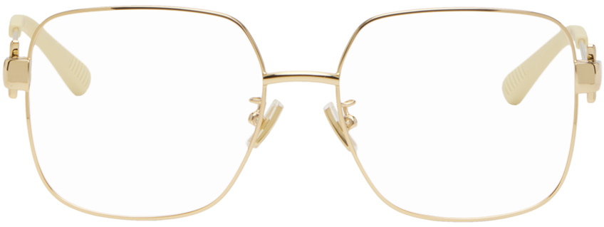 Bottega Veneta Gold Square Glasses