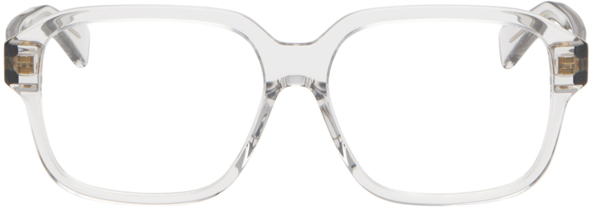 Bottega Veneta Gray Square Glasses In White