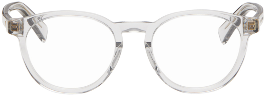 Bottega Veneta Gray Round Glasses In White