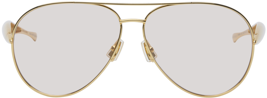 Shop Bottega Veneta Gold Sardine Sunglasses In Gold-gold-brown