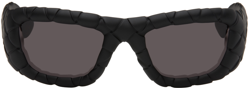 Bottega Veneta Intrecciato Sunglasses In Black-black-grey