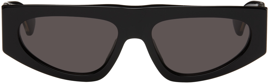 Bottega Veneta Black Rectangular Sunglasses In Black-crystal-grey