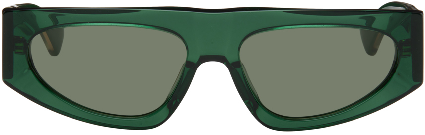 Bottega Veneta Green Rectangular Sunglasses In Green-crystal-green